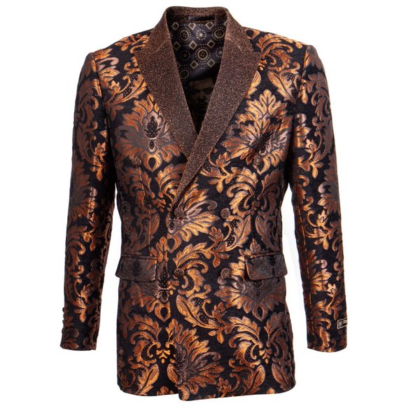 Double Breasted Blazer Floral Pattern, Rustic Orange by Empire™ (TV Series)